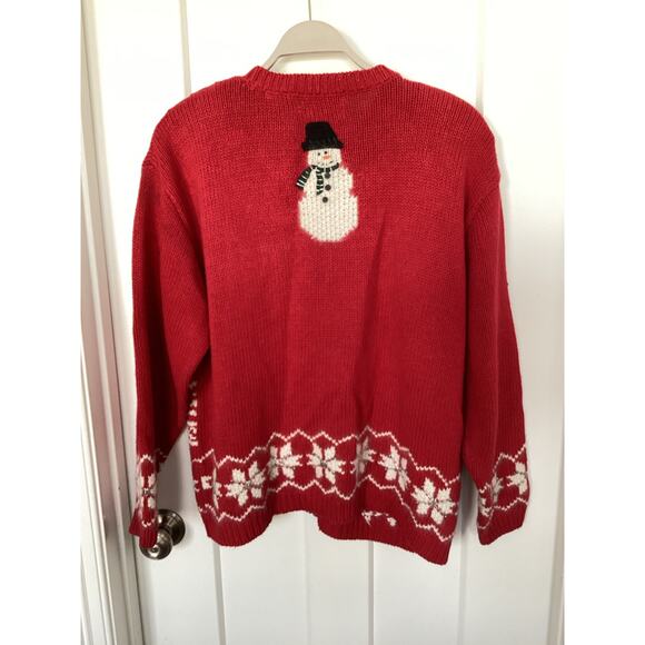 Vintage Croft & Barrow Snowman Christmas Zip Front Cardigan Sweater Red Size XL - Picture 11 of 11